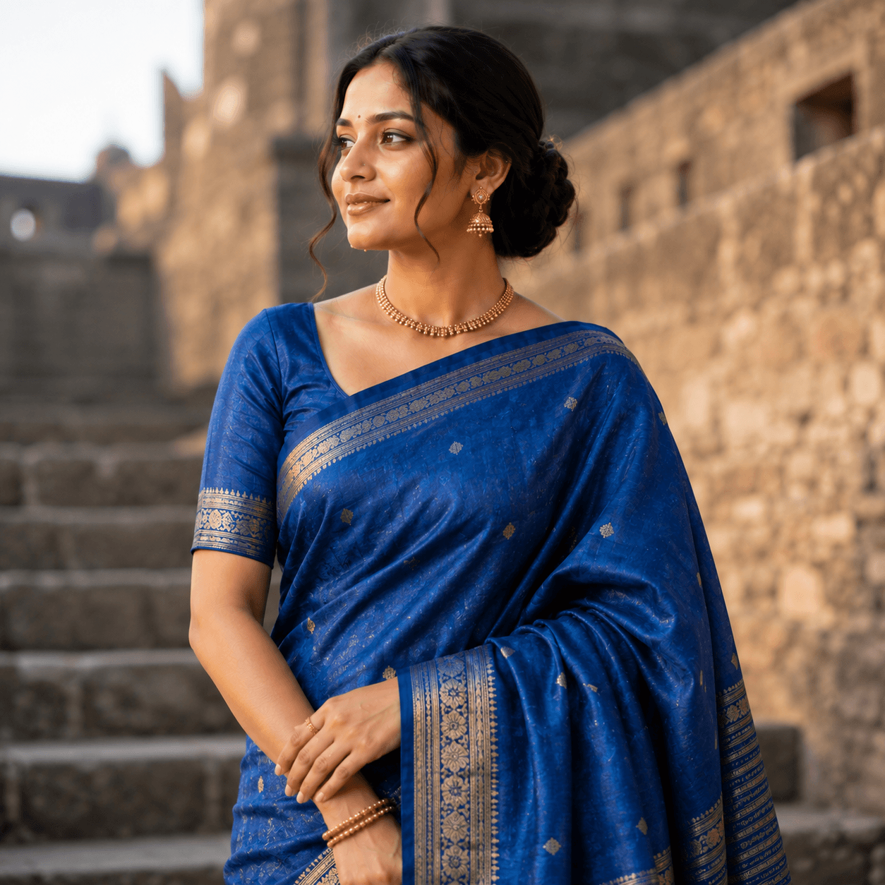 Golden Zari Wedding Saree